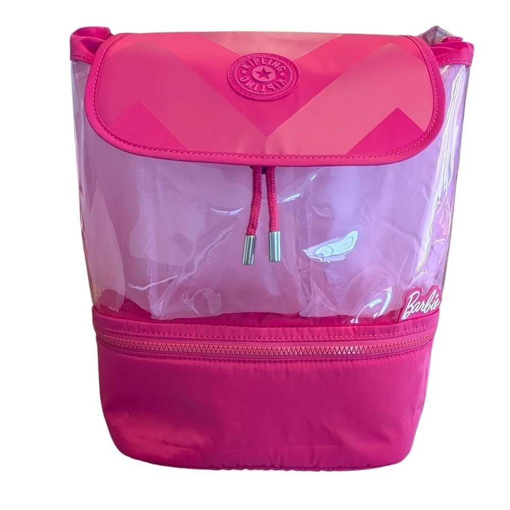 Kipling x Barbie Darlee Backpack Power Pink Transparent w/ Keychain Barbiecore